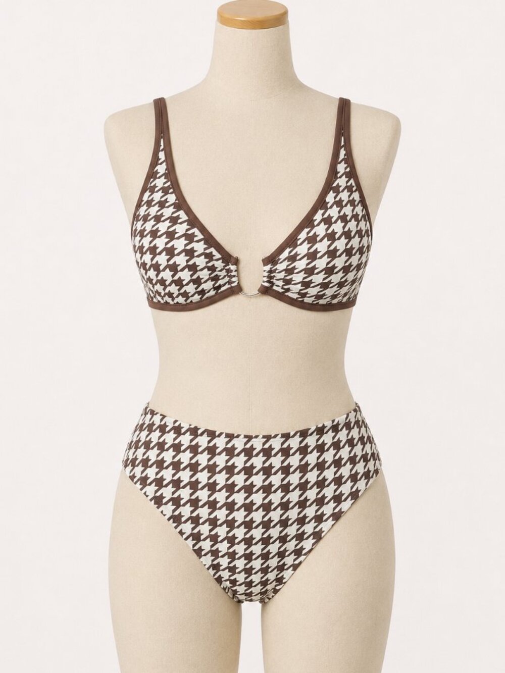 CUPSHE Reversible Houndstooth Bikini Bottoms Brown Gingham L NWT - Picture 4 of 4